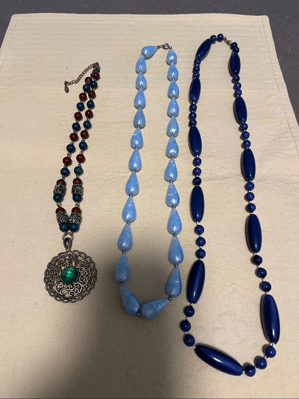 3 Misc Necklace Lot-12-13” fully clasped.